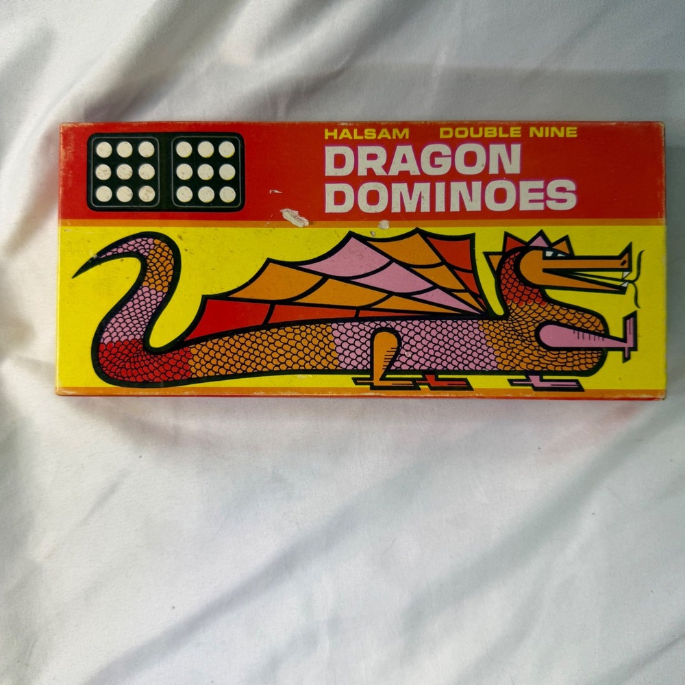 Vintage Halsam Dragon Dominoes Double Nine 55 Piece Set.  Missing 2 Pieces